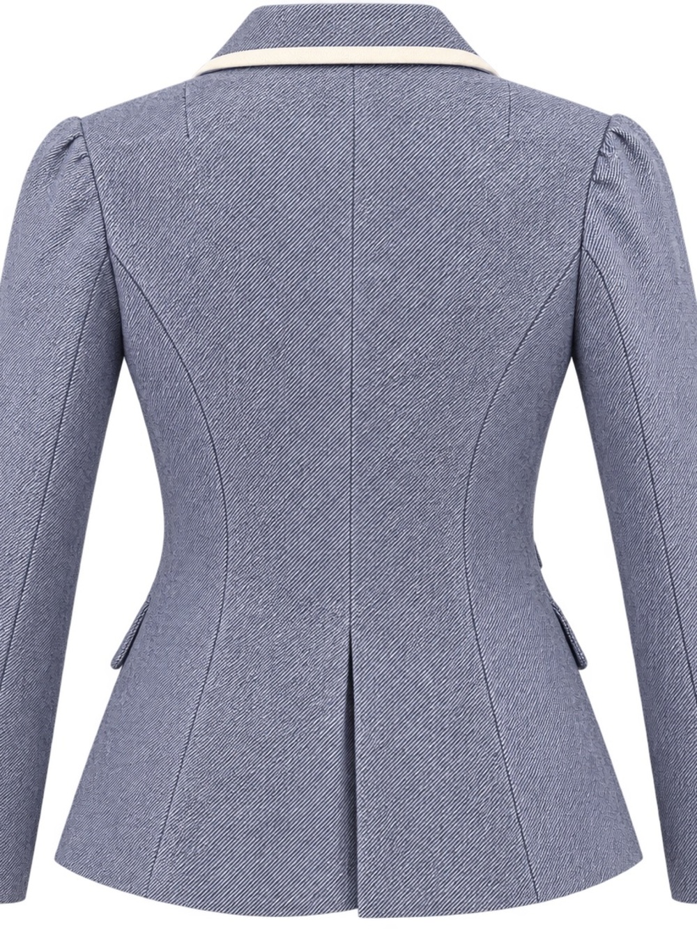 Arthur & Fox Made in Italy 100% Linen Blazer Size 42 Blue Gray Ivory Trim Crest - Picture 3 of 7